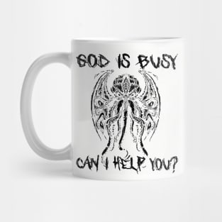 God Is Busy Can I Help You? // Black Mug